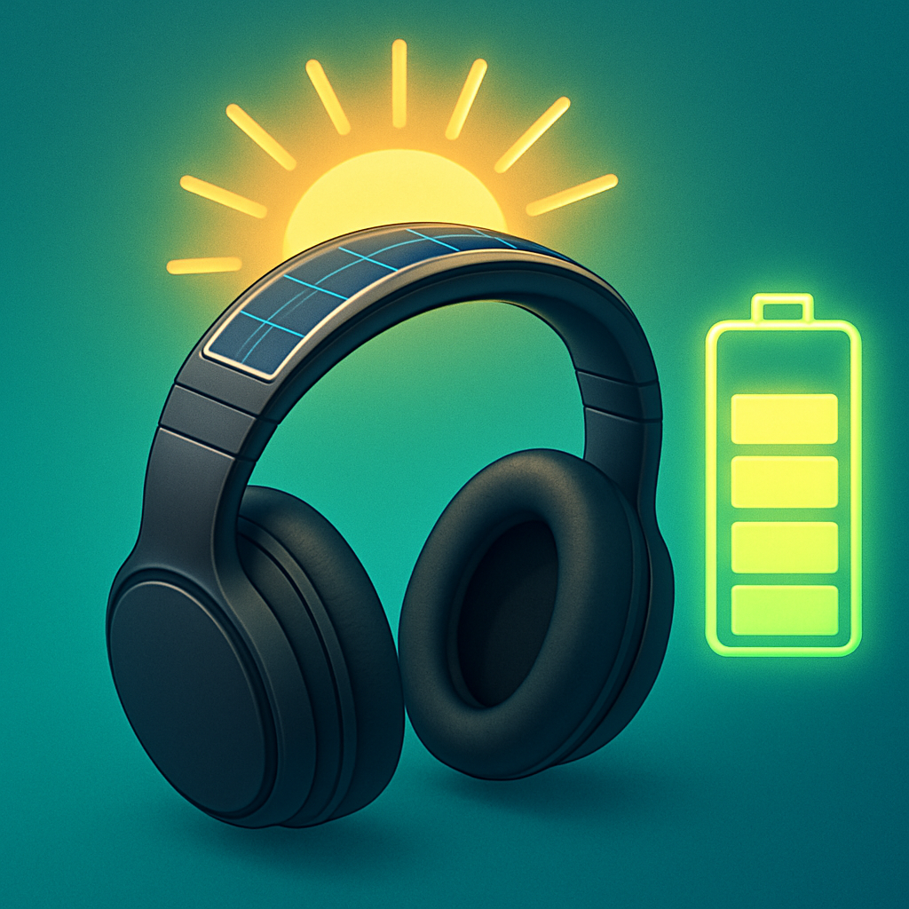 Solar Powered Headphones Wireless Audio, No Charging Needed