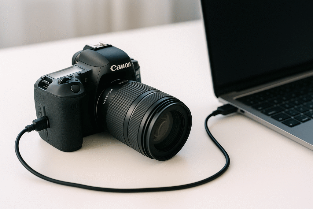Transfer photos from Canon digital camera to computer